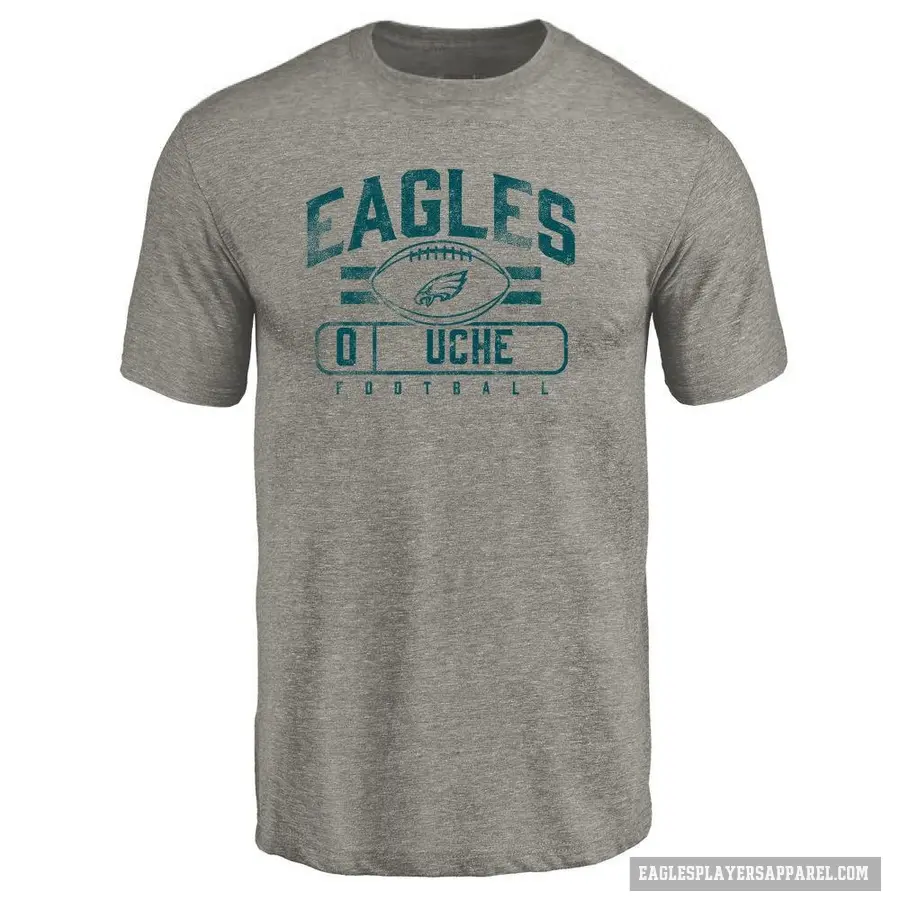 Men's ＃0 Joshua Uche Philadelphia Eagles Gray Flanker T-Shirt