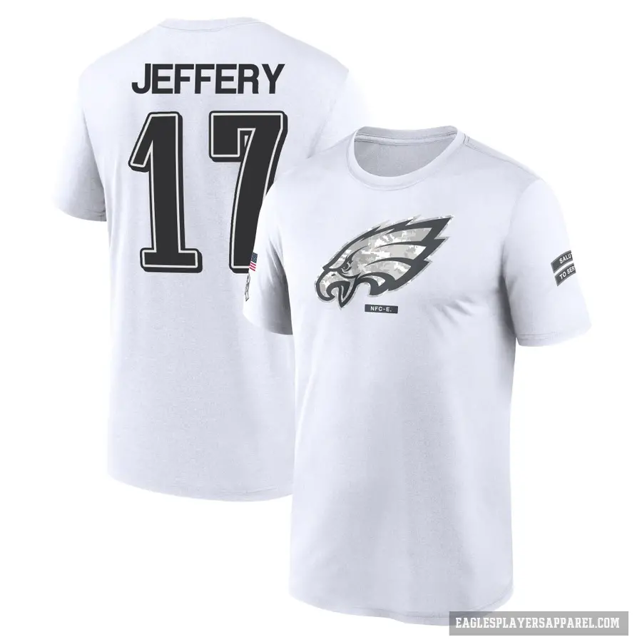Men's ＃17 Alshon Jeffery Philadelphia Eagles White 2024 Salute to Service Performance T-Shirt