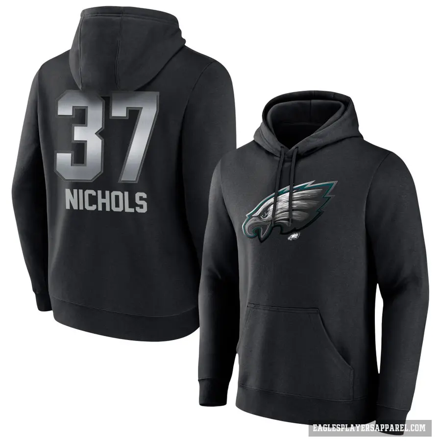 Men's ＃37 Lew Nichols Philadelphia Eagles Black Midnight Mascot Pullover Hoodie