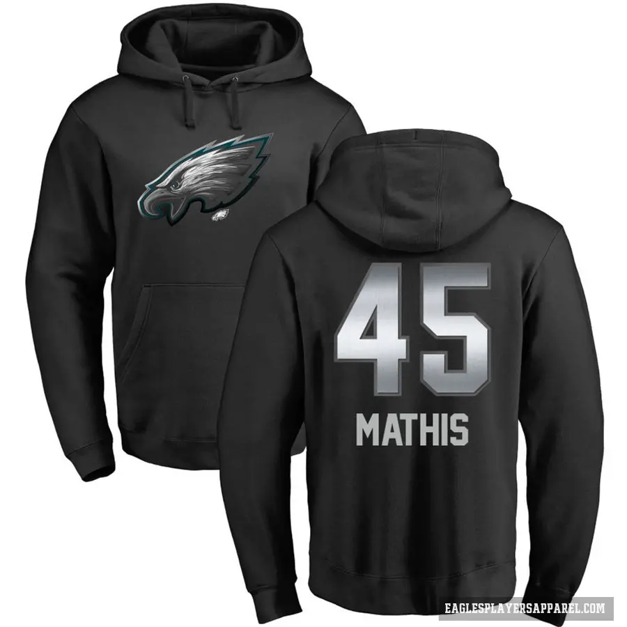 Men's ＃45 Ochaun Mathis Philadelphia Eagles Black Midnight Mascot Pullover Hoodie