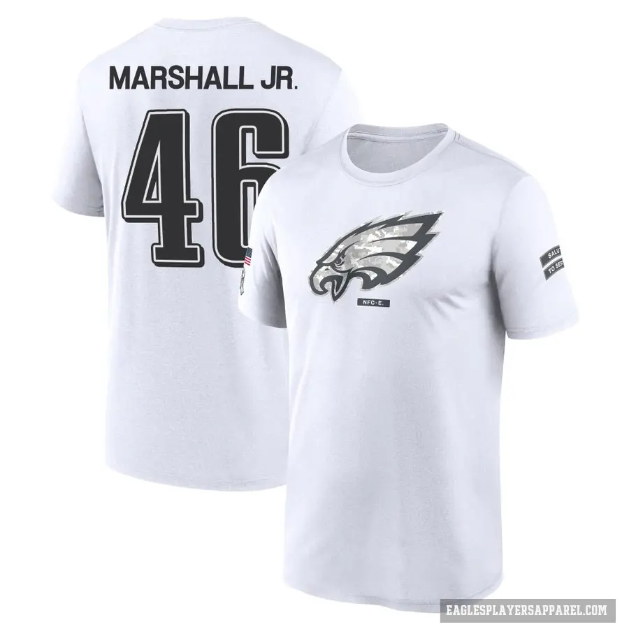 Men's ＃46 Terrace Marshall Jr. Philadelphia Eagles White 2024 Salute to Service Performance T-Shirt