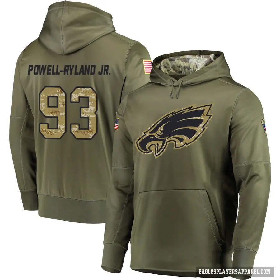 Men's ＃93 Antwaun Powell-Ryland Jr. Philadelphia Eagles Olive Salute to Service Pullover Hoodie