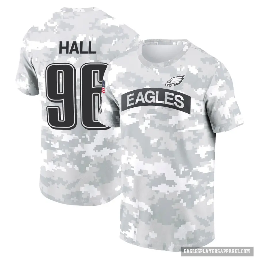 Men's ＃96 Gabe Hall Philadelphia Eagles Camo Arctic 2024 Salute to Service Performance T-Shirt