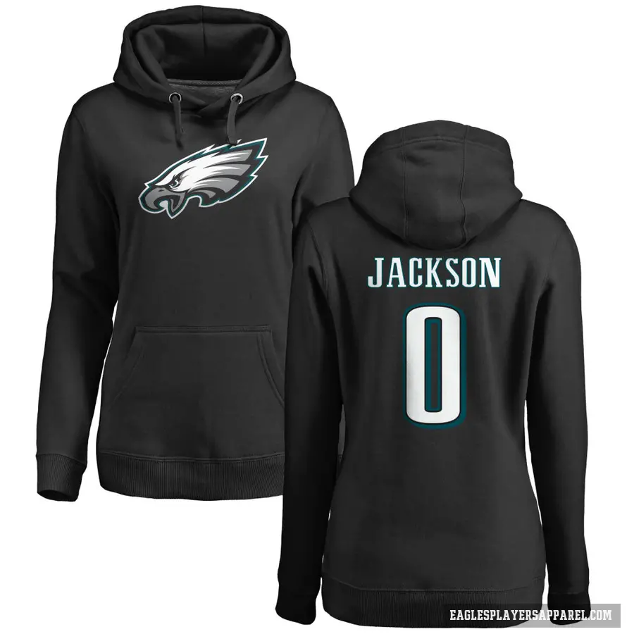 Women's ＃0 Adoree' Jackson Philadelphia Eagles Black Pro Line Name & Number Logo Pullover Hoodie
