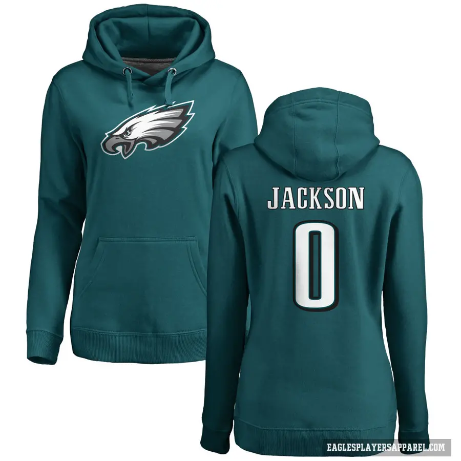 Women's ＃0 Adoree' Jackson Philadelphia Eagles Green Pro Line by Branded Name & Number Pullover Hoodie