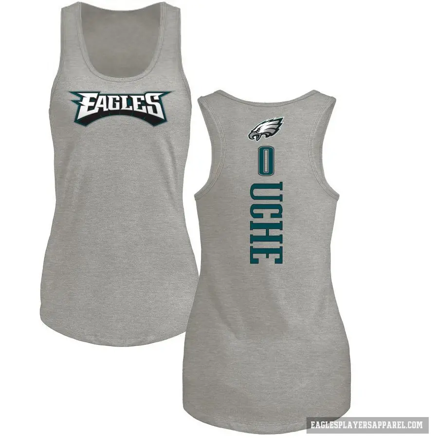 Women's ＃0 Joshua Uche Philadelphia Eagles Ash Backer Tank Top