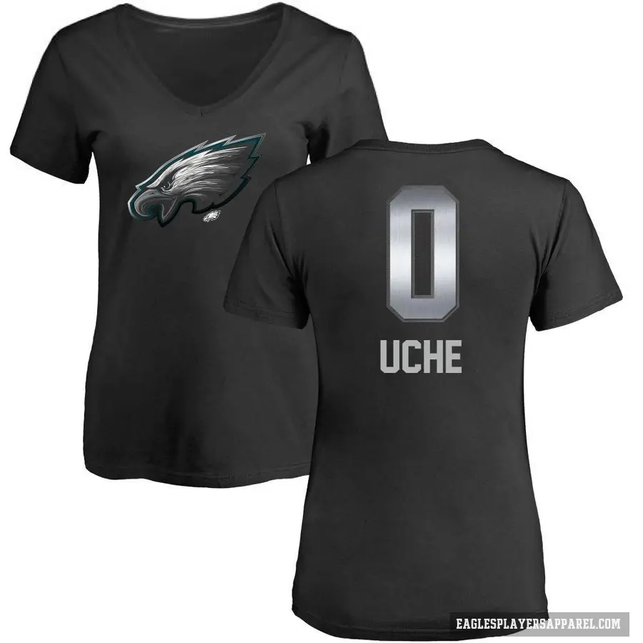 Women's ＃0 Joshua Uche Philadelphia Eagles Black Midnight Mascot T-Shirt