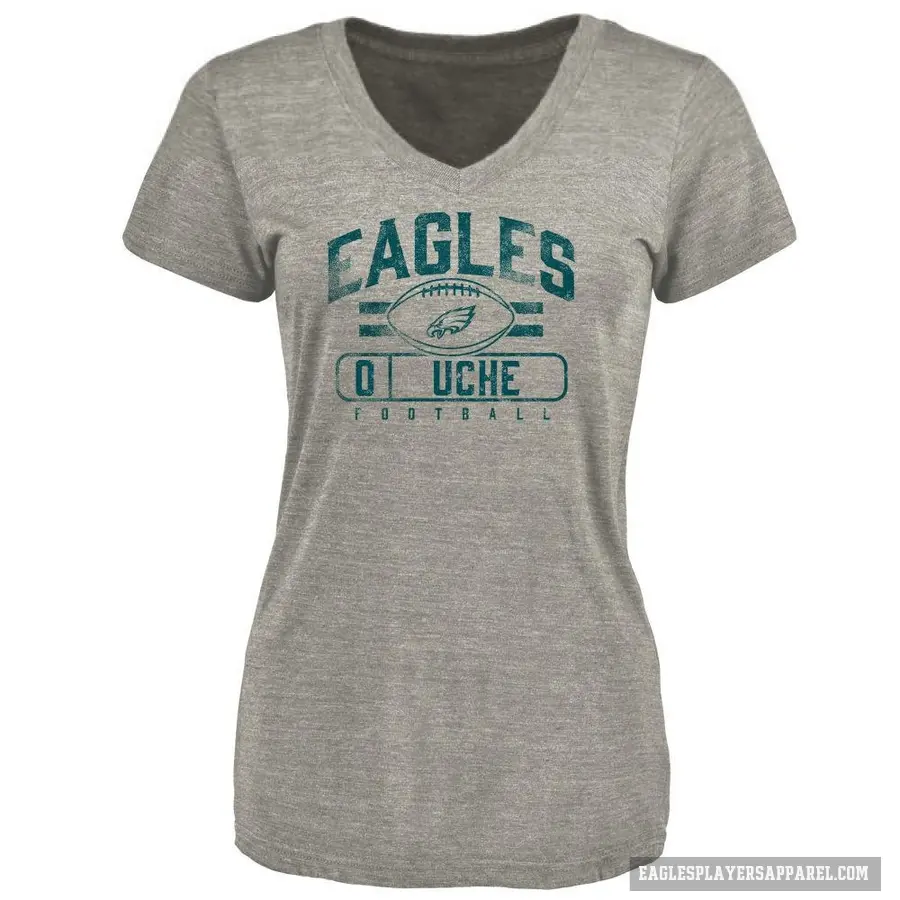 Women's ＃0 Joshua Uche Philadelphia Eagles Gray Flanker T-Shirt Heathered