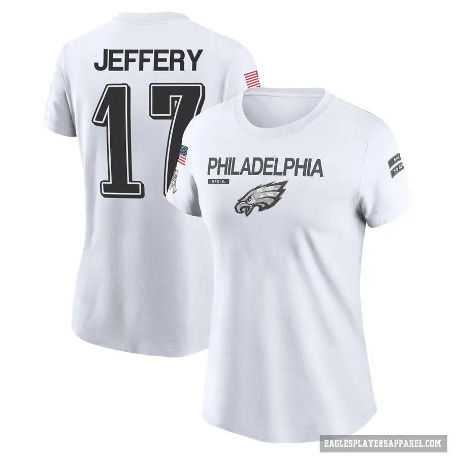 Women's ＃17 Alshon Jeffery Philadelphia Eagles White 2024 Salute to Service Performance T-Shirt