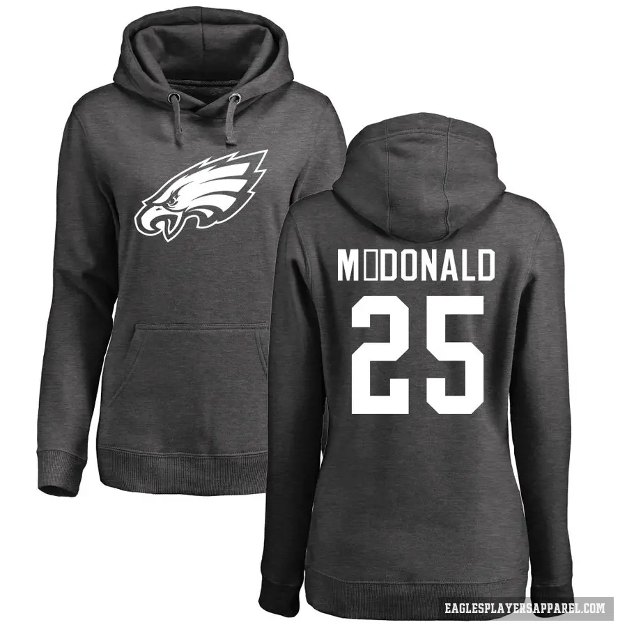 Women's ＃25 Tommy McDonald Philadelphia Eagles Pro Line by Branded Ash One Color Pullover Hoodie