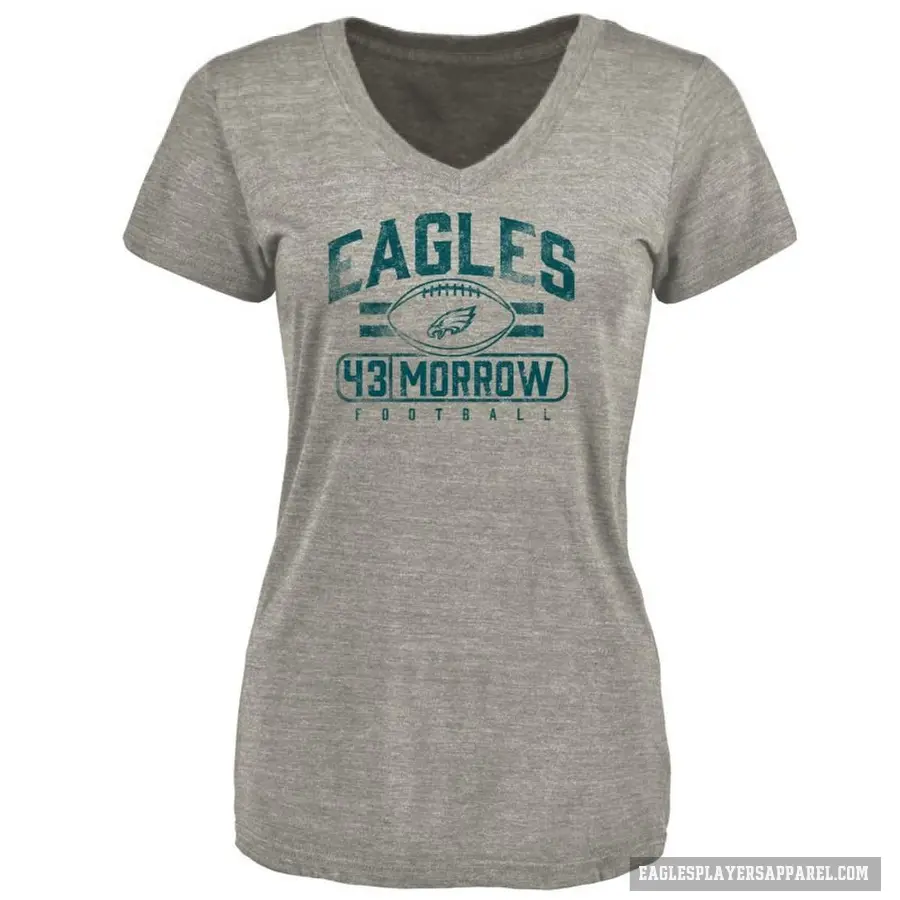 Women's ＃43 Nicholas Morrow Philadelphia Eagles Gray Flanker T-Shirt Heathered