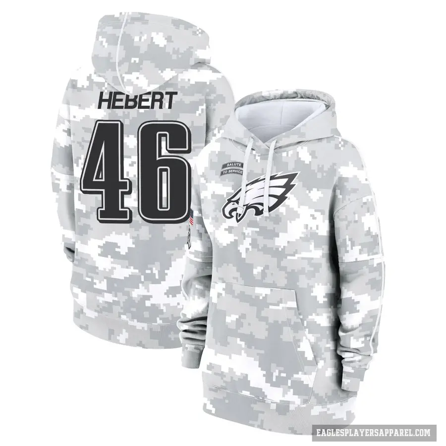 Women's ＃46 Griffin Hebert Philadelphia Eagles Arctic Camo 2024 Salute to Service Club Fleece Pullover Hoodie