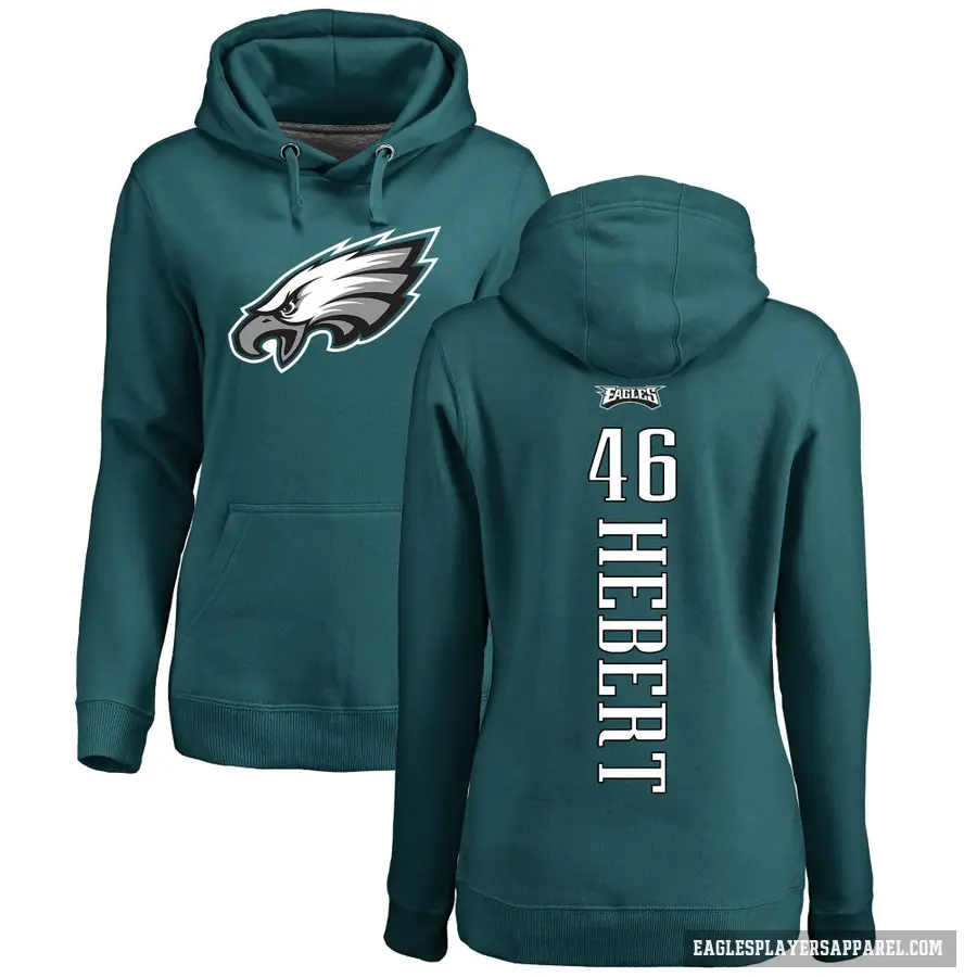 Women's ＃46 Griffin Hebert Philadelphia Eagles Green Pro Line Backer Pullover Hoodie