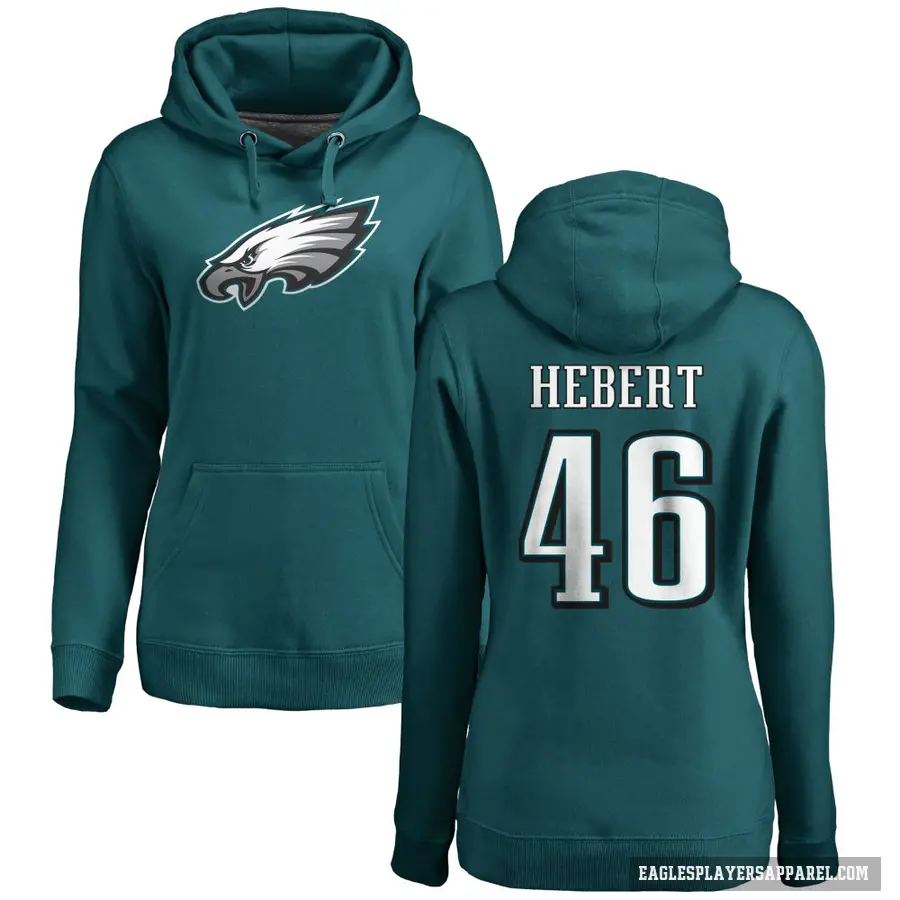 Women's ＃46 Griffin Hebert Philadelphia Eagles Green Pro Line by Branded Name & Number Pullover Hoodie