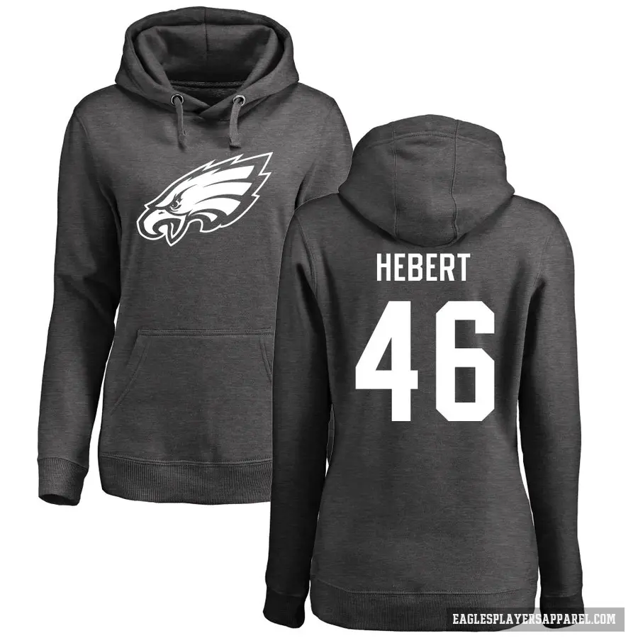 Women's ＃46 Griffin Hebert Philadelphia Eagles Pro Line by Branded Ash One Color Pullover Hoodie