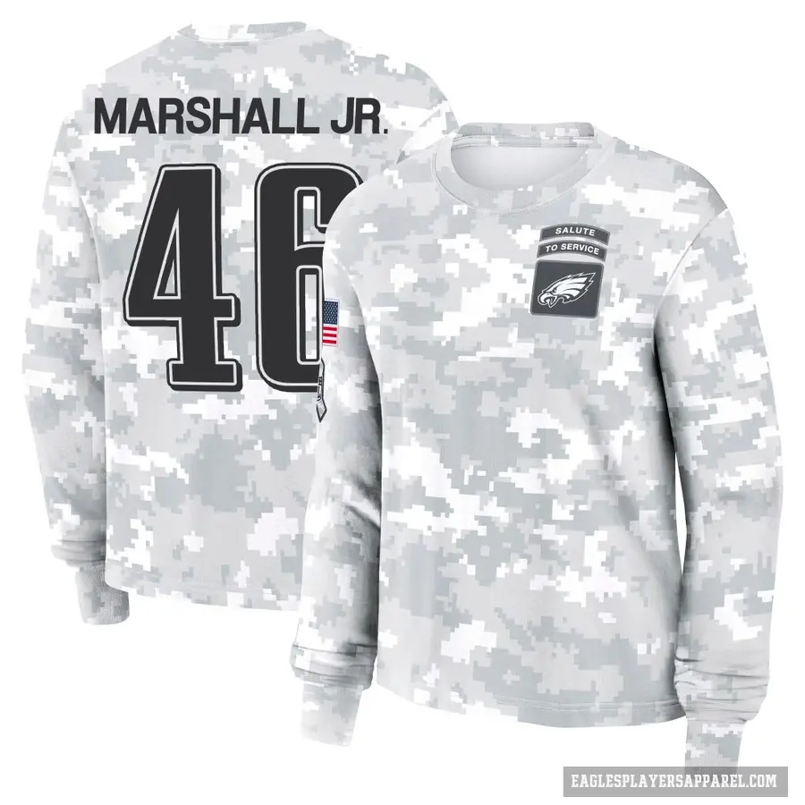 Women's ＃46 Terrace Marshall Jr. Philadelphia Eagles Camo Arctic 2024 Salute to Service Long Sleeve T-Shirt