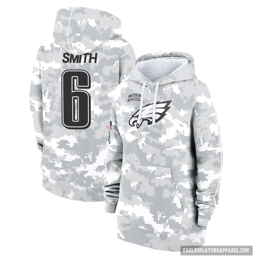 Women's ＃6 DeVonta Smith Philadelphia Eagles Arctic Camo 2024 Salute to Service Club Fleece Pullover Hoodie
