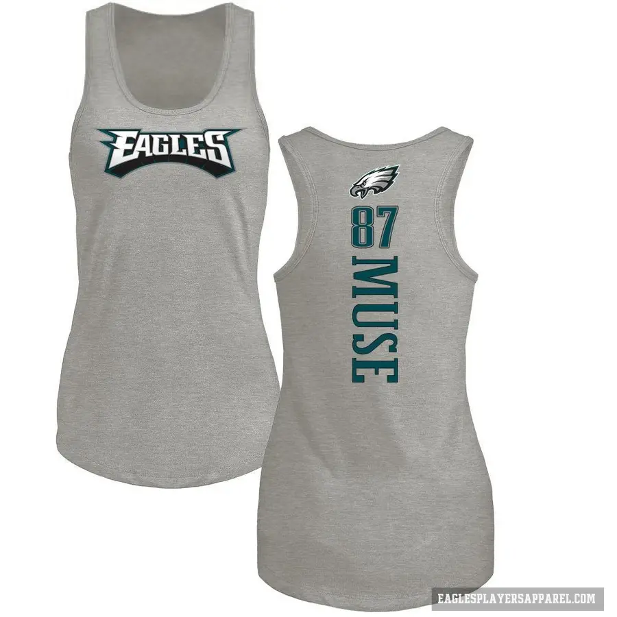 Women's ＃87 Nick Muse Philadelphia Eagles Ash Backer Tank Top