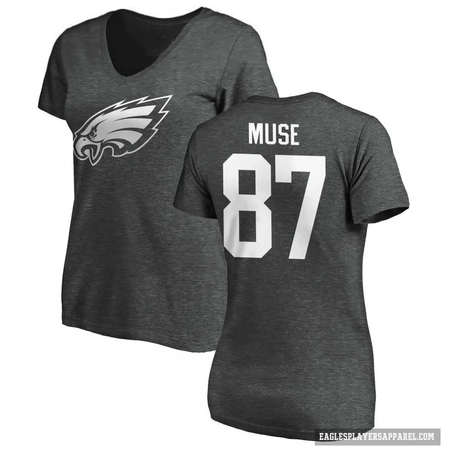Women's ＃87 Nick Muse Philadelphia Eagles Ash One Color T-Shirt