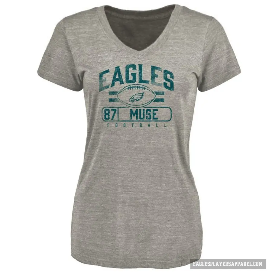 Women's ＃87 Nick Muse Philadelphia Eagles Gray Flanker T-Shirt Heathered