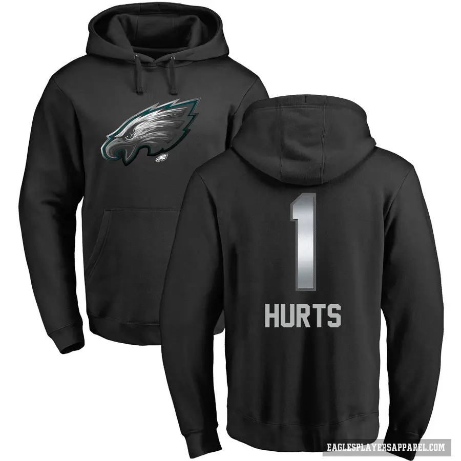 Youth ＃1 Jalen Hurts Philadelphia Eagles Black Midnight Mascot Pullover Hoodie