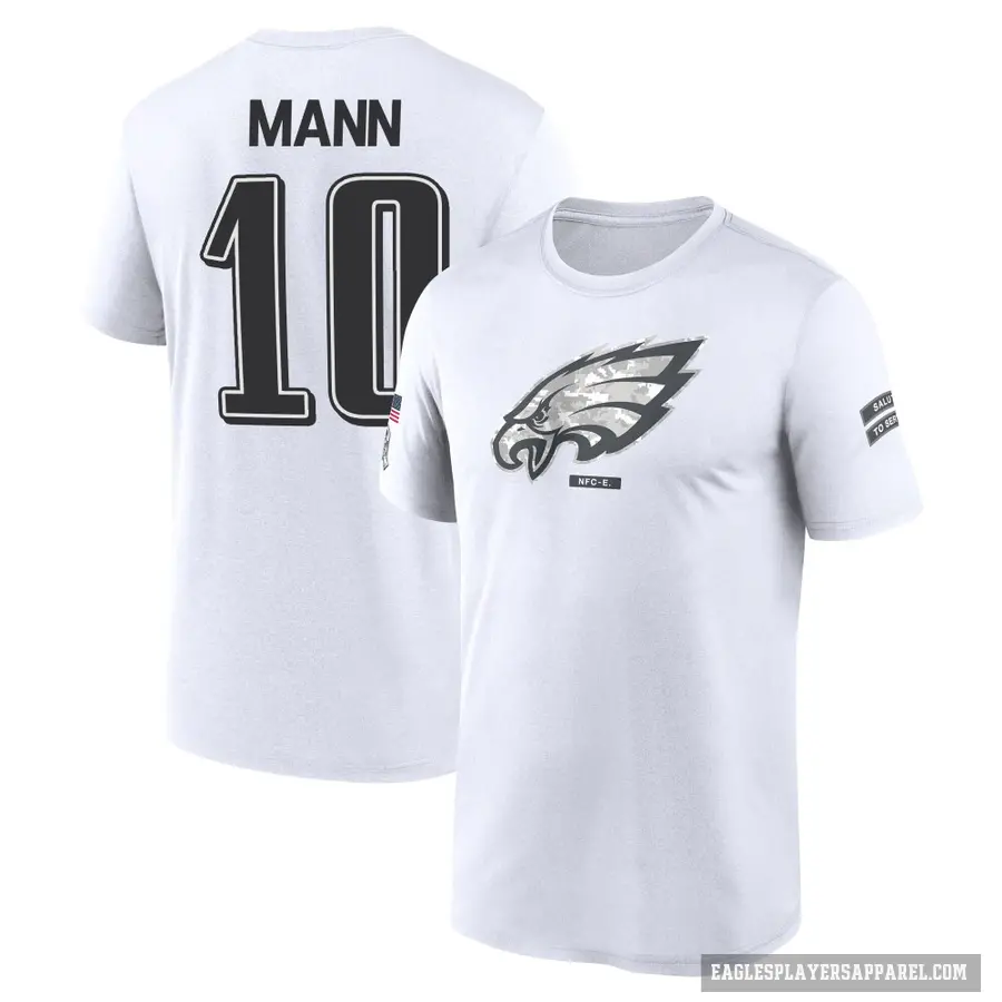 Youth ＃10 Braden Mann Philadelphia Eagles White 2024 Salute to Service Performance T-Shirt