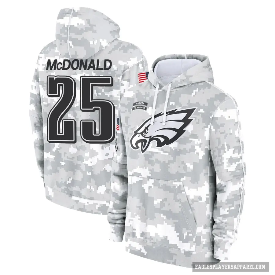 Youth ＃25 Tommy McDonald Philadelphia Eagles Arctic Camo 2024 Salute to Service Club Fleece Pullover Hoodie
