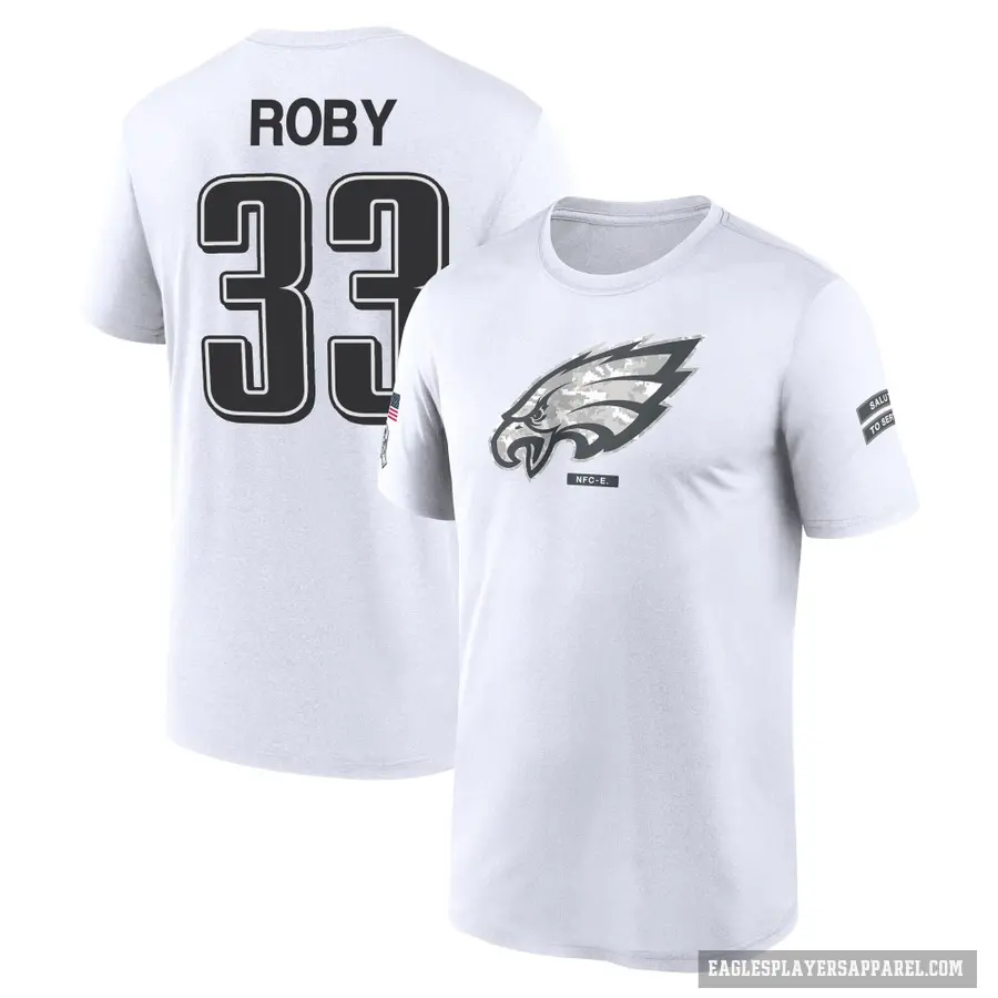 Youth ＃33 Bradley Roby Philadelphia Eagles White 2024 Salute to Service Performance T-Shirt