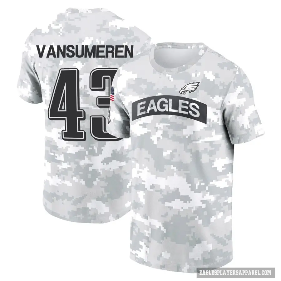 Youth ＃43 Ben VanSumeren Philadelphia Eagles Camo Arctic 2024 Salute to Service Performance T-Shirt