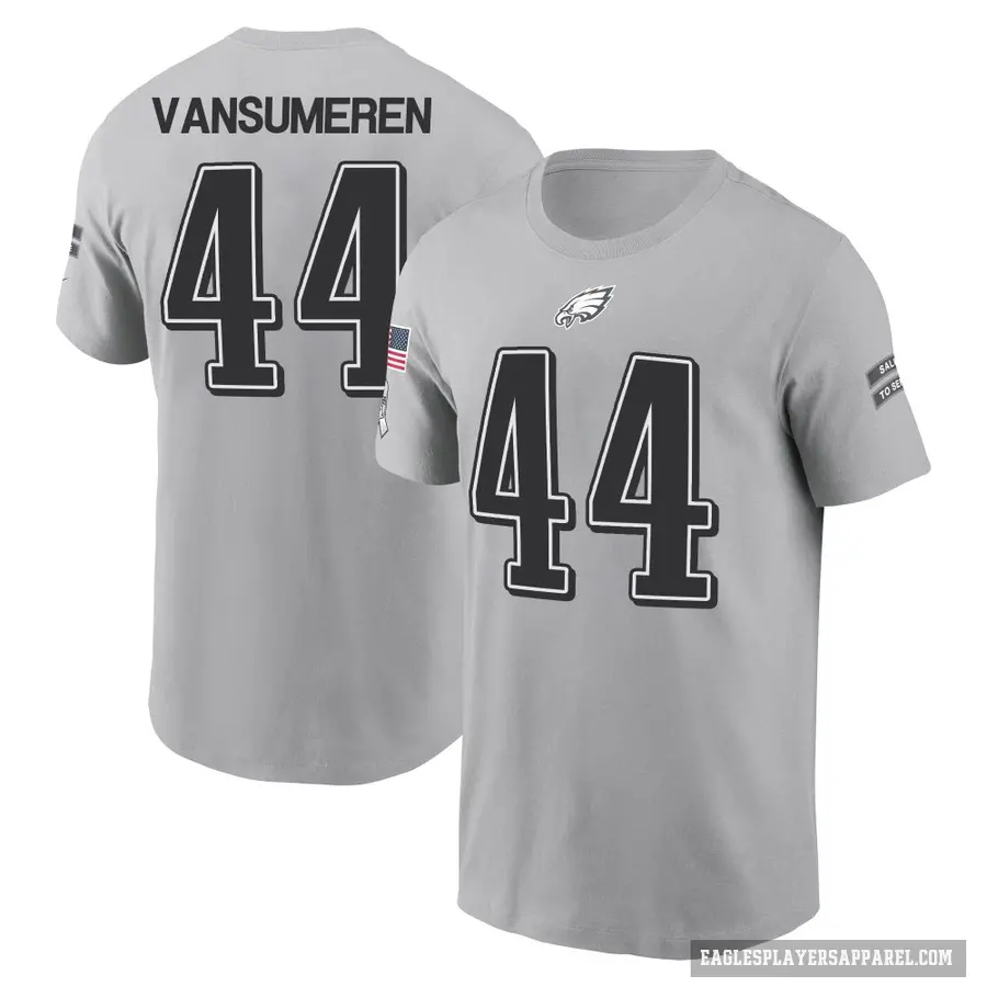 Youth ＃43 Ben VanSumeren Philadelphia Eagles Gray 2024 Salute to Service T-Shirt