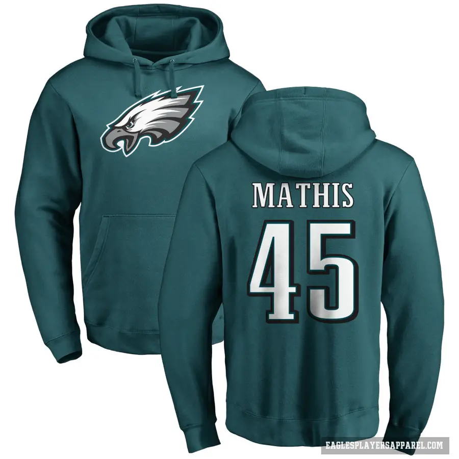 Youth ＃45 Ochaun Mathis Philadelphia Eagles Green Pro Line Logo Pullover Hoodie