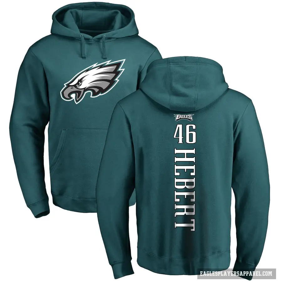 Youth ＃46 Griffin Hebert Philadelphia Eagles Green Pro Line Backer Pullover Hoodie