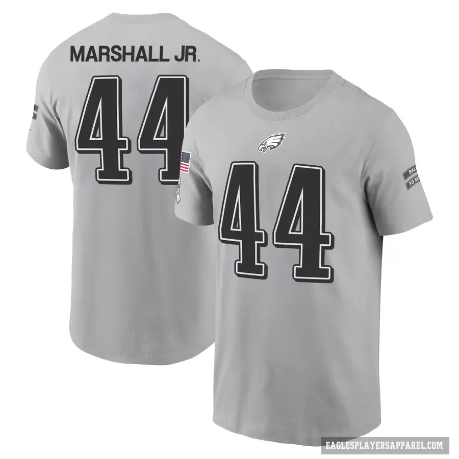 Youth ＃46 Terrace Marshall Jr. Philadelphia Eagles Gray 2024 Salute to Service T-Shirt