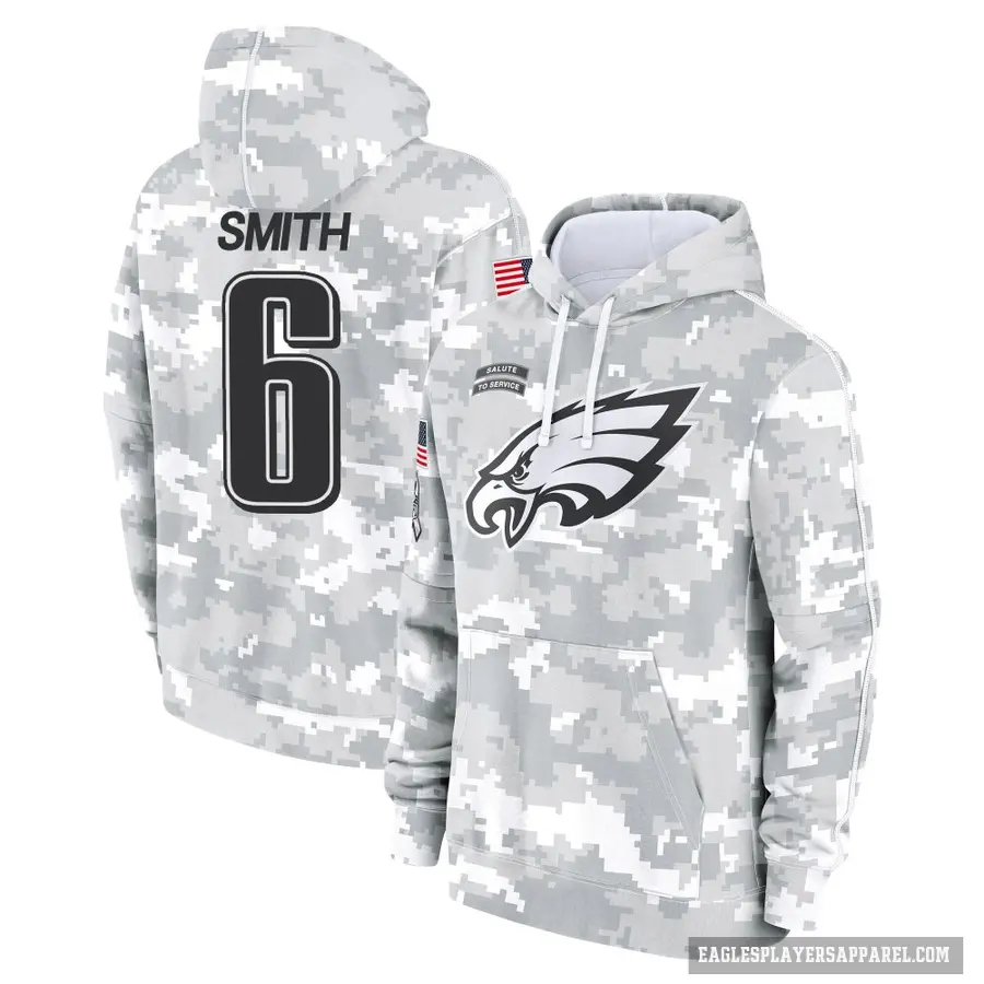 Youth ＃6 DeVonta Smith Philadelphia Eagles Arctic Camo 2024 Salute to Service Club Fleece Pullover Hoodie
