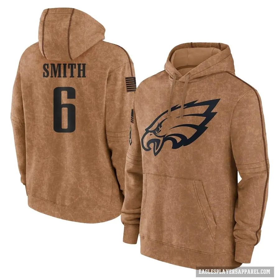 Youth ＃6 DeVonta Smith Philadelphia Eagles Brown 2023 Salute To Service Club Pullover Hoodie