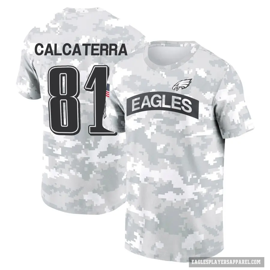 Youth ＃81 Grant Calcaterra Philadelphia Eagles Camo Arctic 2024 Salute to Service Performance T-Shirt