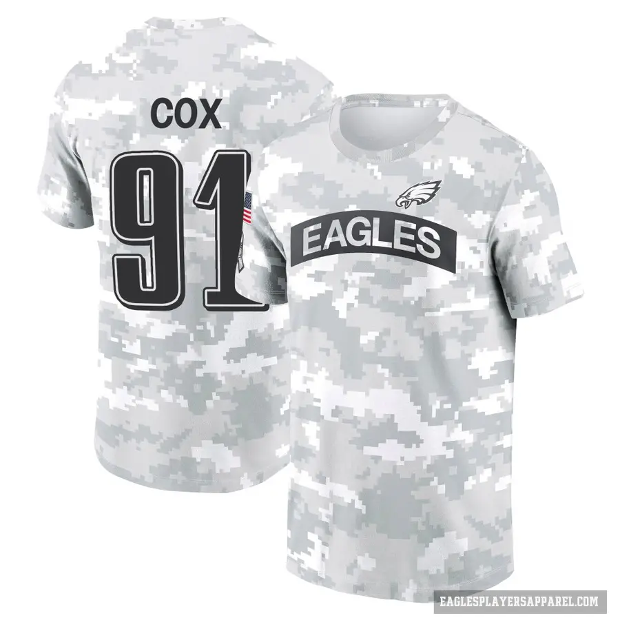 Youth ＃91 Fletcher Cox Philadelphia Eagles Camo Arctic 2024 Salute to Service Performance T-Shirt
