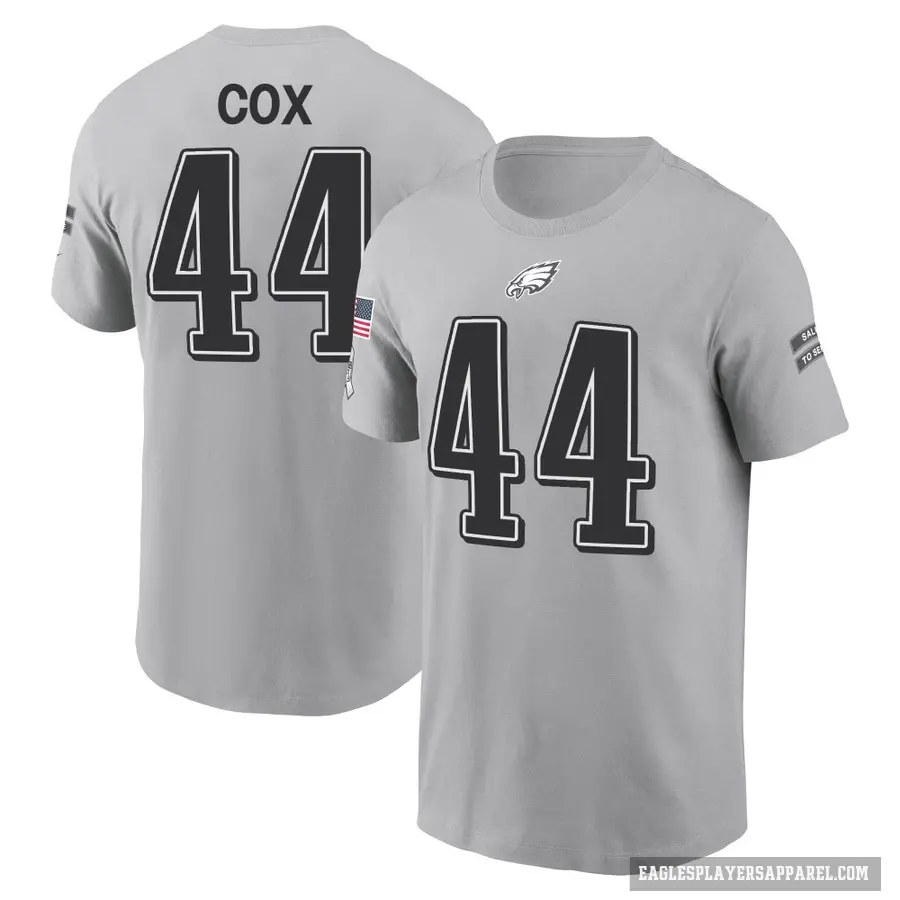 Youth ＃91 Fletcher Cox Philadelphia Eagles Gray 2024 Salute to Service T-Shirt