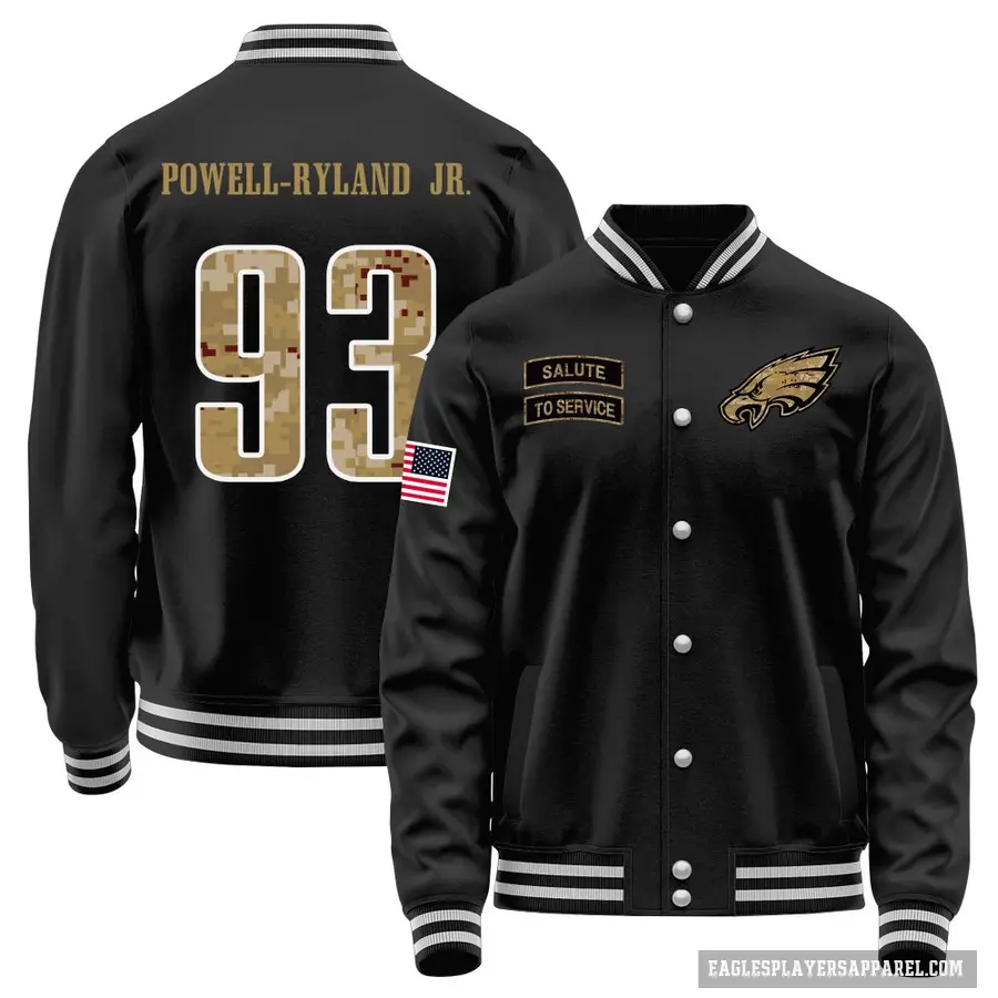 Youth ＃93 Antwaun Powell-Ryland Jr. Philadelphia Eagles Black Salute to Service Sideline Performance Jacket