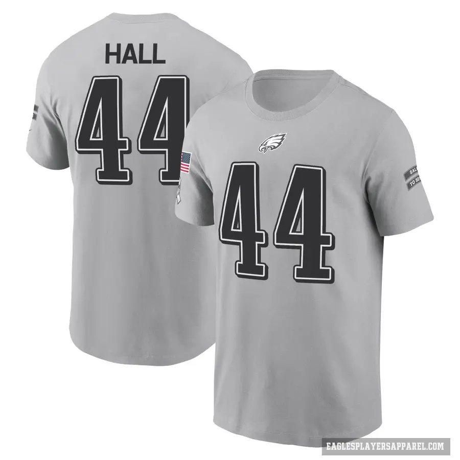 Youth ＃96 Gabe Hall Philadelphia Eagles Gray 2024 Salute to Service T-Shirt
